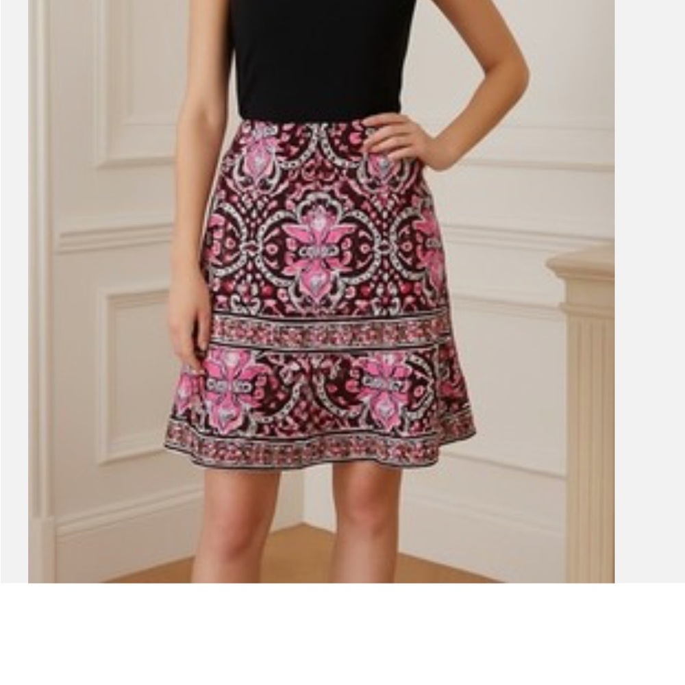 New York & Company Pink and Brown A-Line Skirt